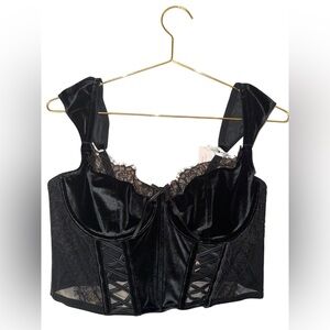 Victoria's Secret Black Velvet and Lace Bustier size large
